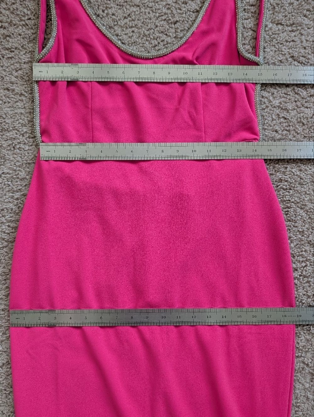 Fashion Nova Womens Pink Shanel Backless Rhinetsone Midi Dress NWT Size Large - Picture 11 of 13